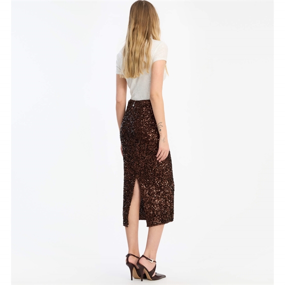 Rotate Sequin Pencil Nederdel, Chicory Coffee